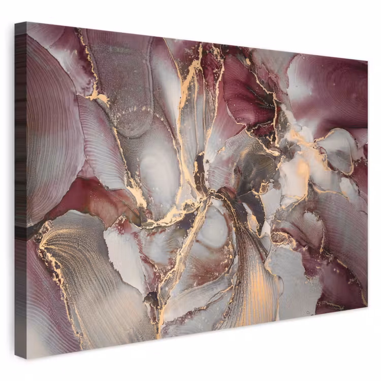 Leinwandbild - Gold - Marmor - Lila — 1