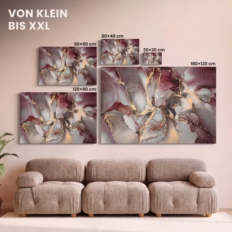 Leinwandbild - Gold - Marmor - Lila — 6
