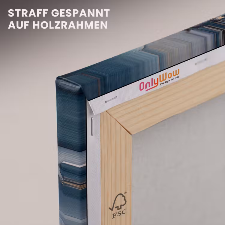 Leinwandbild - Marmor - Grau - Blau - Luxus - Gold — 5