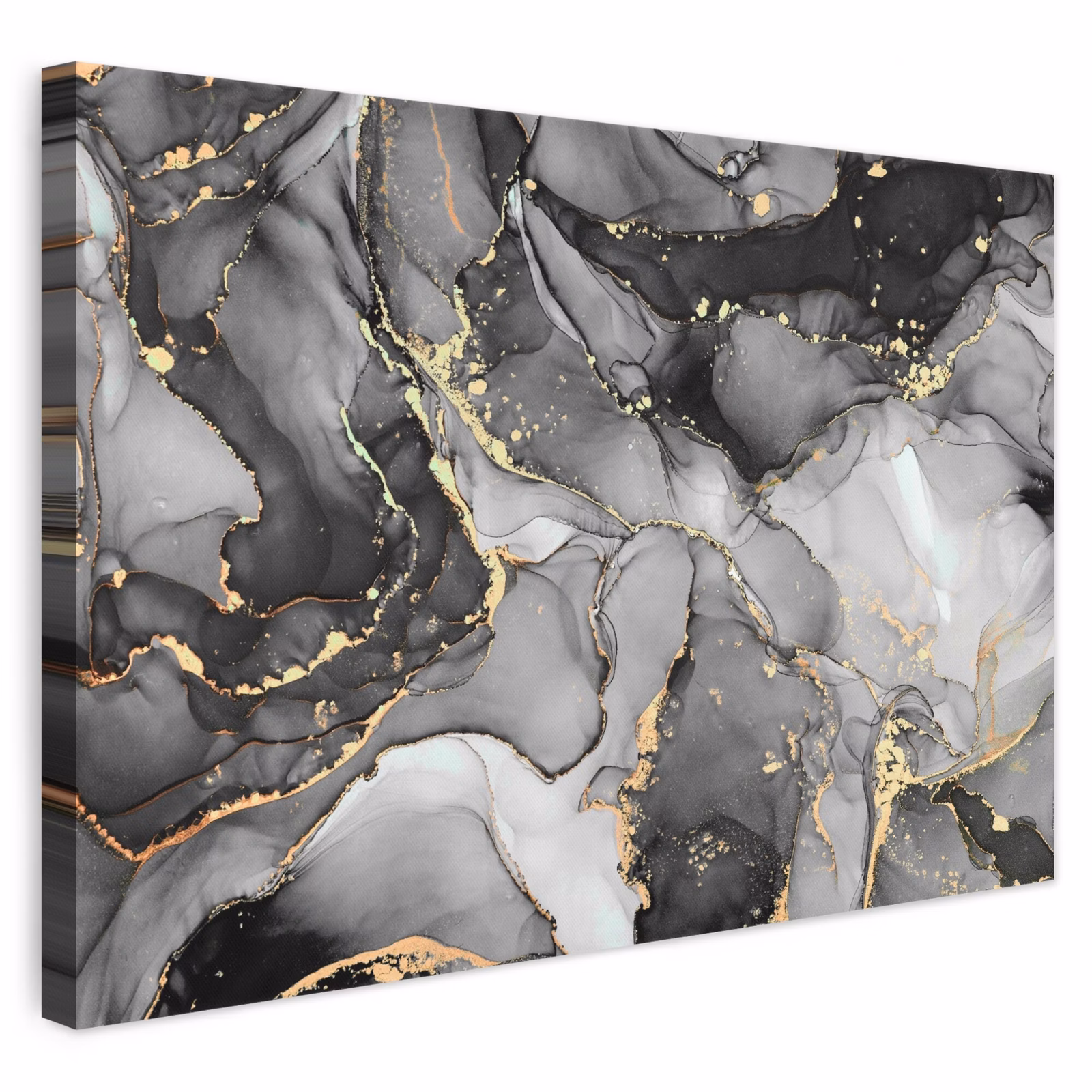 Leinwandbild - Grau - Luxus - Gold - Marmor — 1