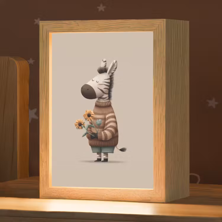 Nachtlicht Kinder - Zebra - Sonnenblumen - Warm — 1