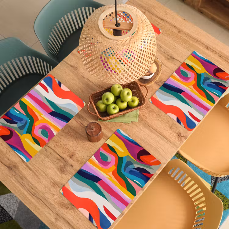 Tischset - 6 Stück - Abstrakt - Bunt - Wellen - Linien — 4