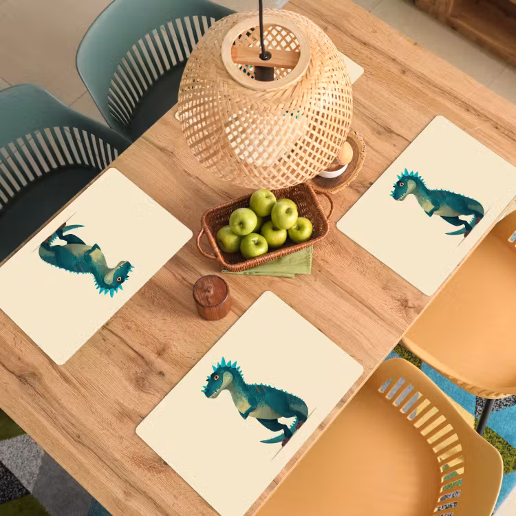 Tischset - 6 Stück - Dinosaurier - Türkis - Stacheln — 4
