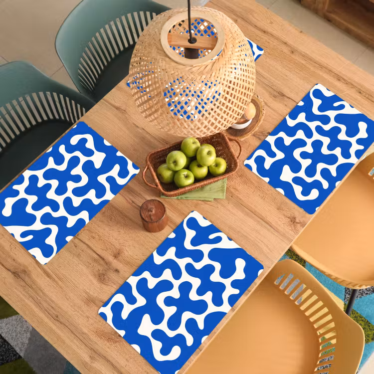Tischset - 6 Stück - Formen - Abstrakt - Blau - Wellen — 4