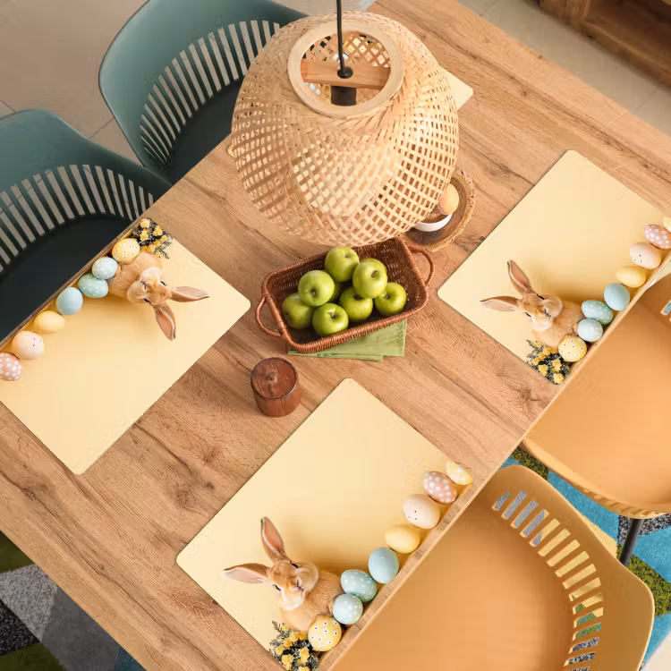Tischset - 6 Stück - Eier - Kaninchen - Pastellfarbtöne — 4