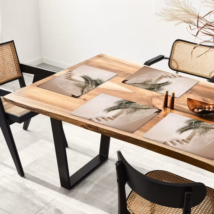 Tischset - 6 Stück - Palme - Schatten - Treppe - Beige — 3