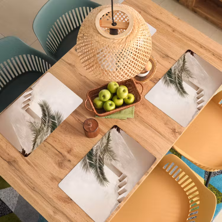 Tischset - 6 Stück - Palme - Schatten - Treppe - Beige — 4