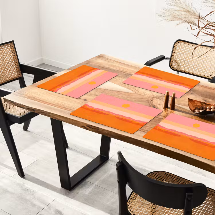 Tischset - 6 Stück - Sonne - Abstrakt - Landschaft - Orange — 3