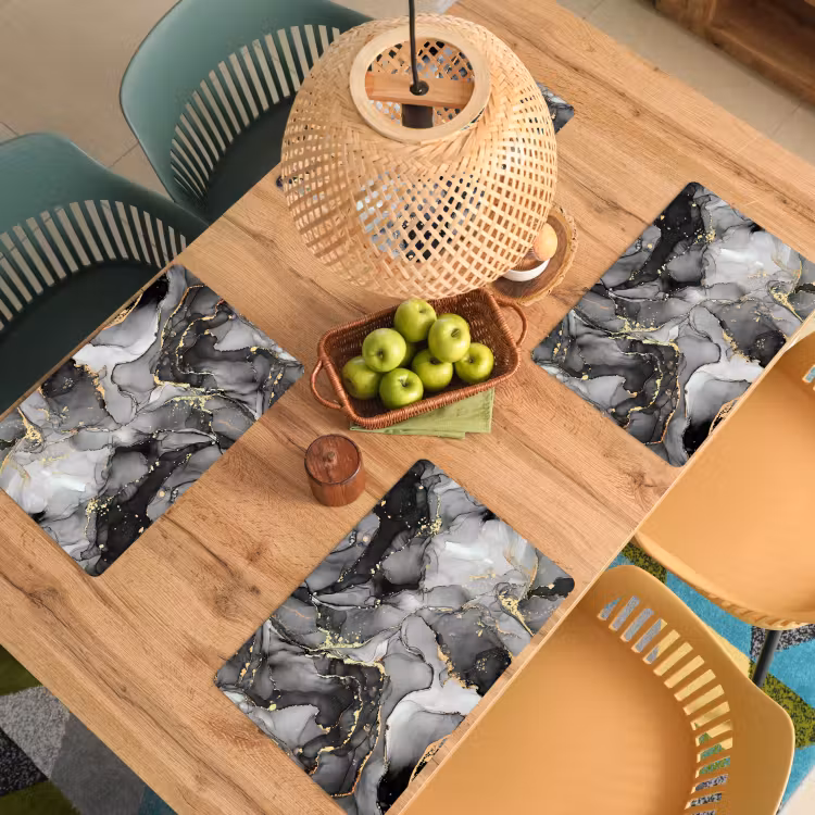 Tischset - 6 Stück - Grau - Luxus - Gold - Marmor — 4