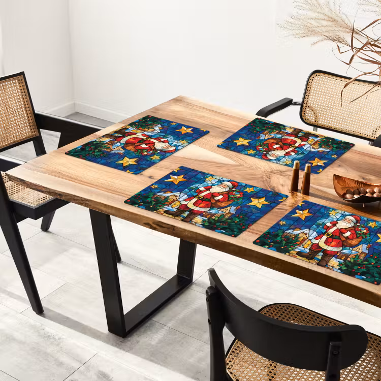 Tischset - 6 Stück - Weihnachtsmann - Glas - Farbenfroh — 3