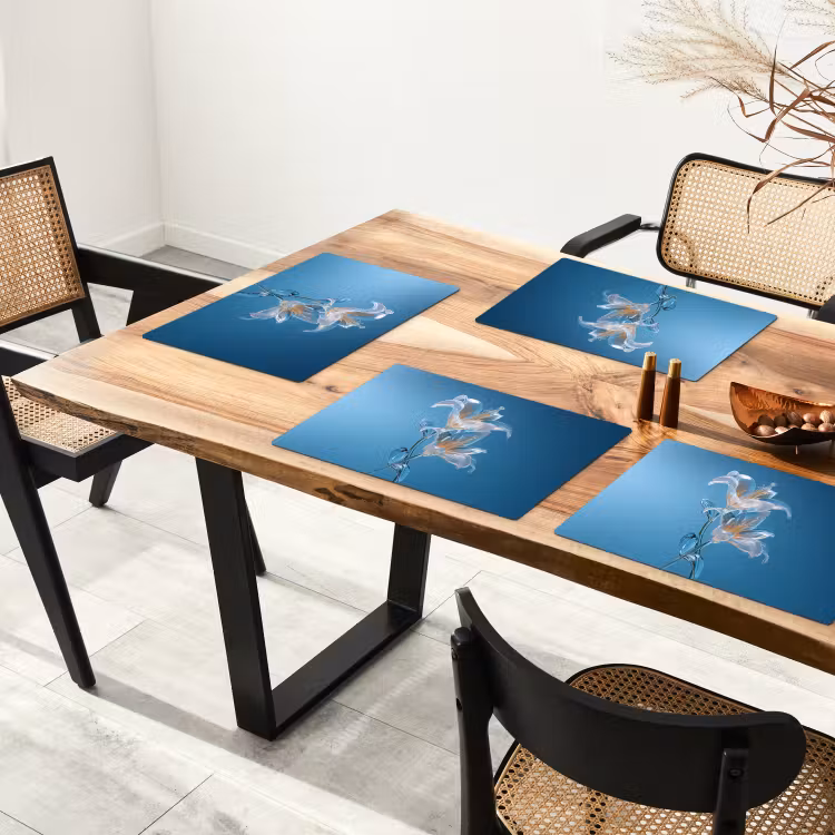 Tischset - 6 Stück - Lilien - Blau - Gläser — 3