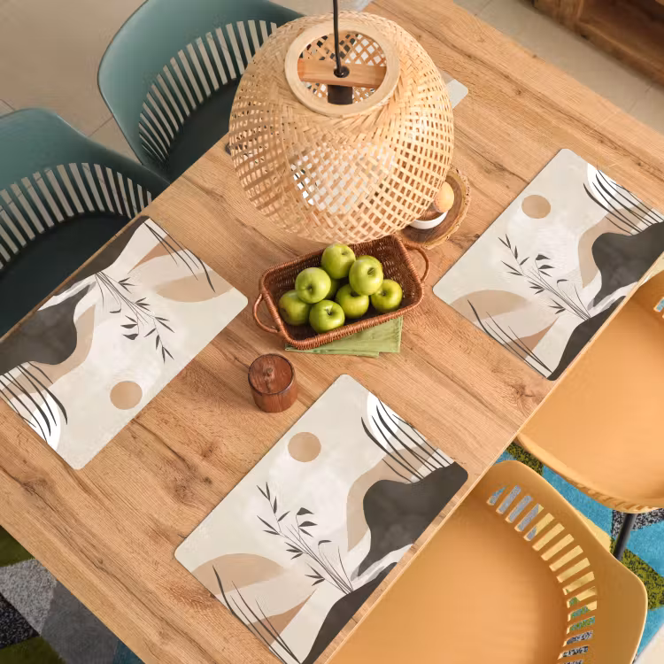 Tischset - 6 Stück - Japandi - Landschaft - Beige — 4