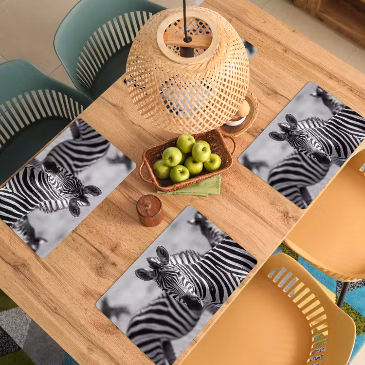 Tischset - 6 Stück - Zebras - Schwarz - Weiß — 4