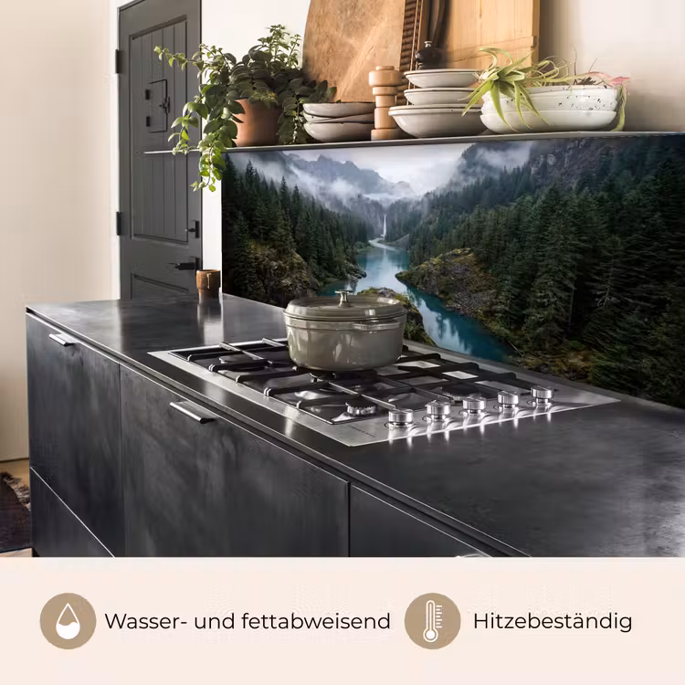 Küchenrückwand - Wasserfall - Bäume - Berge — 5