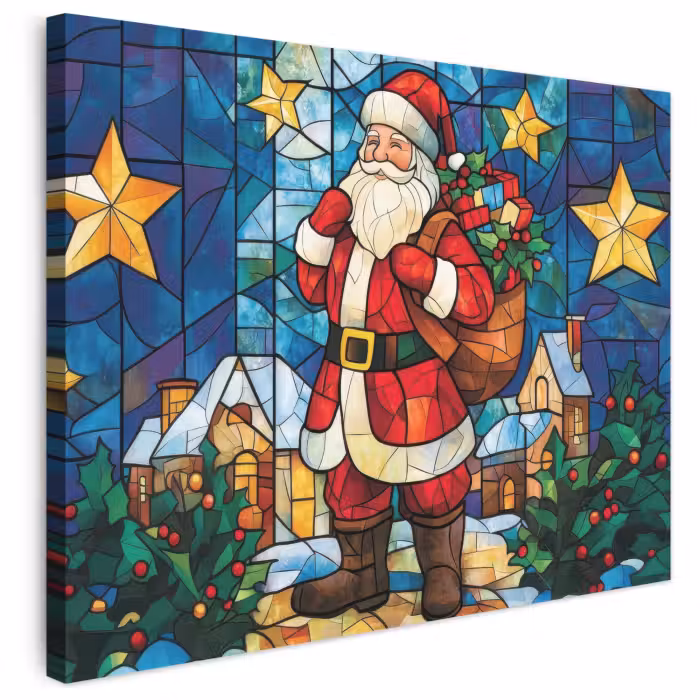 Leinwandbild - Weihnachtsmann - Glas - Farbenfroh