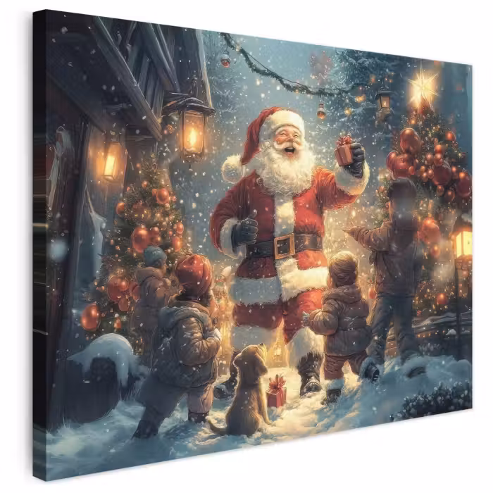 Leinwandbild - Weihnachtsstimmung - Schnee - Farbenfroh