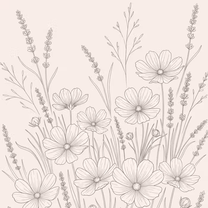 Tapete - Minimalistisch - Modern - Floral - Beige