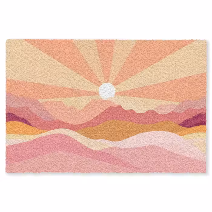 Fußmatte - Berge - Abstrakt - Sonnenstrahlen - Rosa
