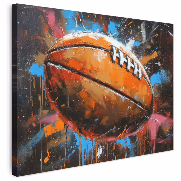Leinwandbild - Graffiti - Rugby - Farbenfroh - Rugbyball