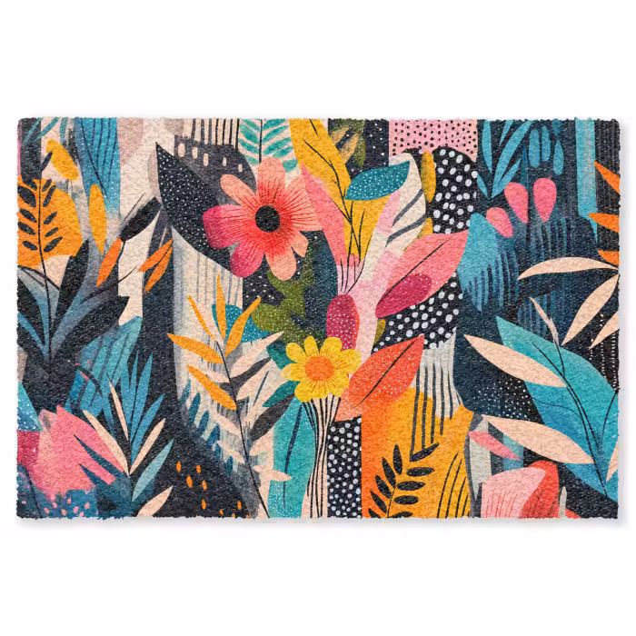 Fußmatte - Gemälde - Abstrakt - Blumen - Rosa