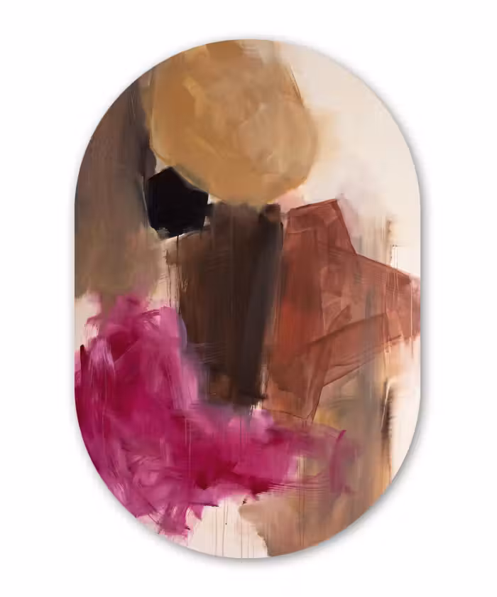Glasbild Oval - Zusammenfassung – Farben – Kunst