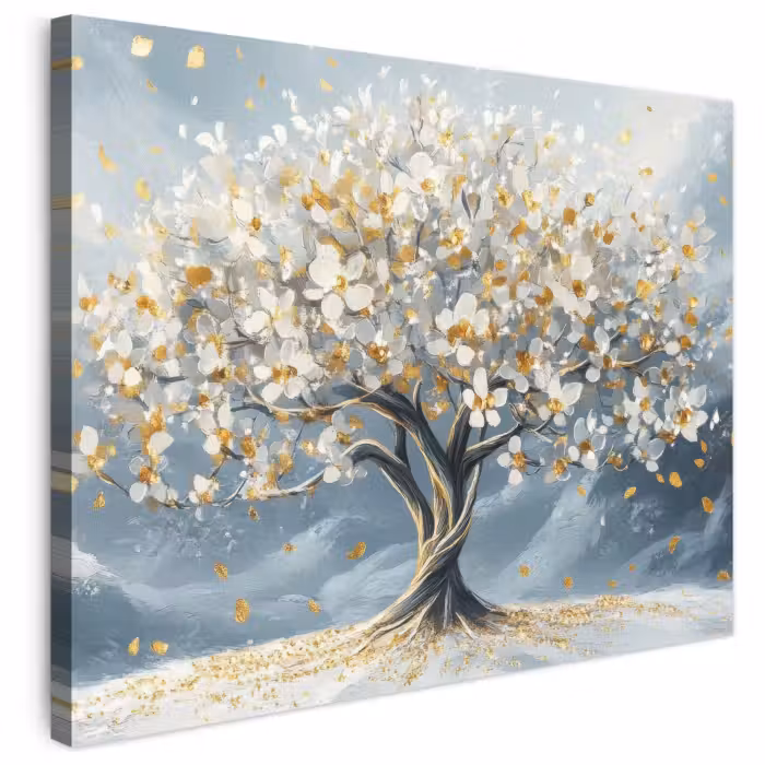 Leinwandbild - Baum - Winter - Baum des Lebens - Modern - Gold