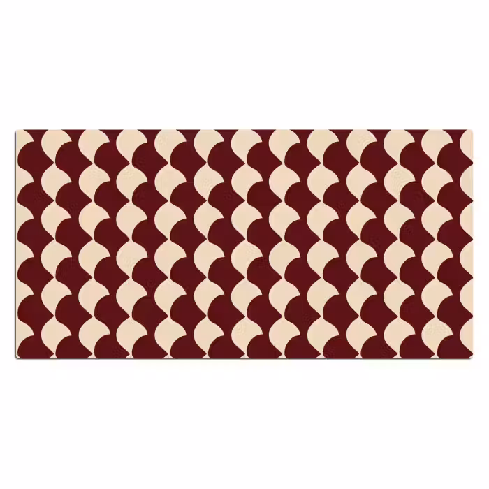Schreibtischunterlage - Rot - Kachelmuster - Creme