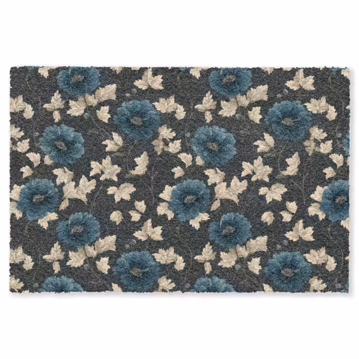 Fußmatte - Botanisch - Blumen - Blau