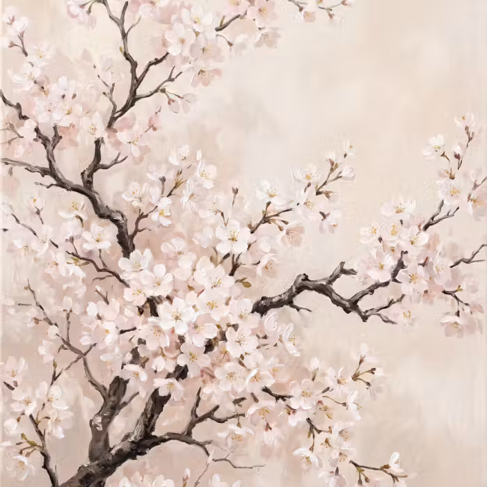 Tapete - Blossom - Illustration - Taupe