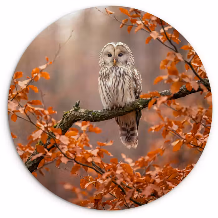 Glasbild Rund - Vogel – Baum – Herbst