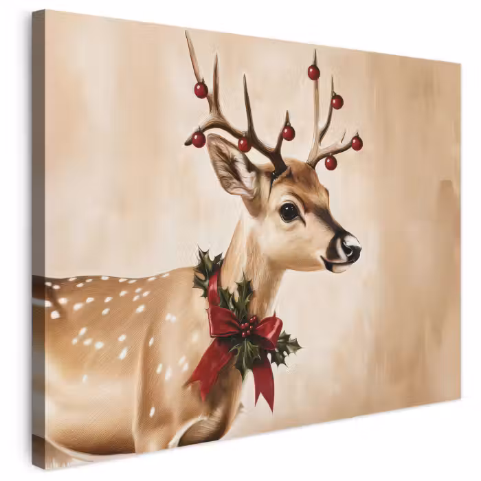 Leinwandbild - Geweih - Weihnachten - Rentier - Rot