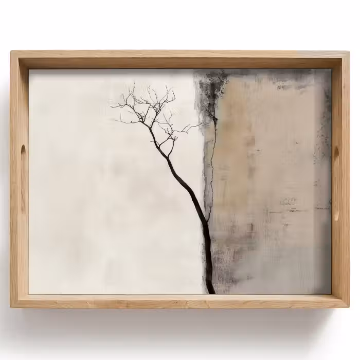 Tablett - Wabi sabi - Pflanze - Beige