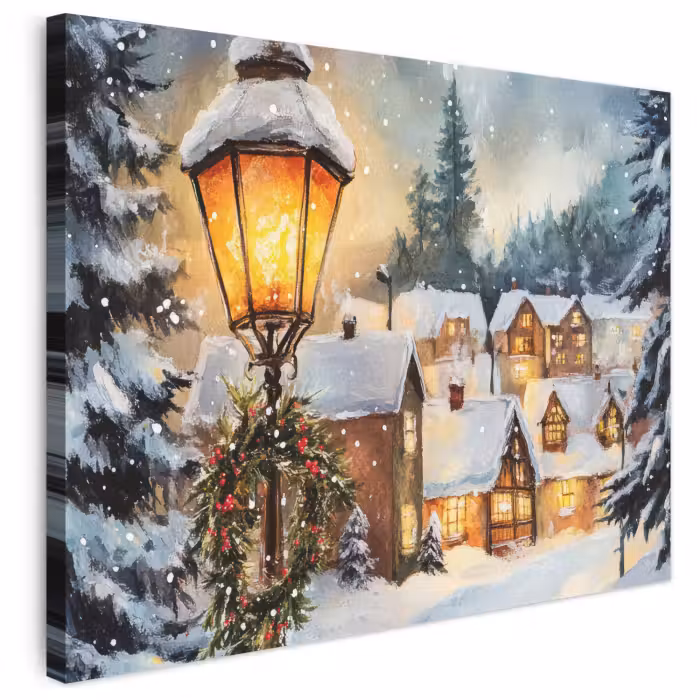 Leinwandbild - Weihnachtsdorf - Häuser - Schnee - Weihnachten