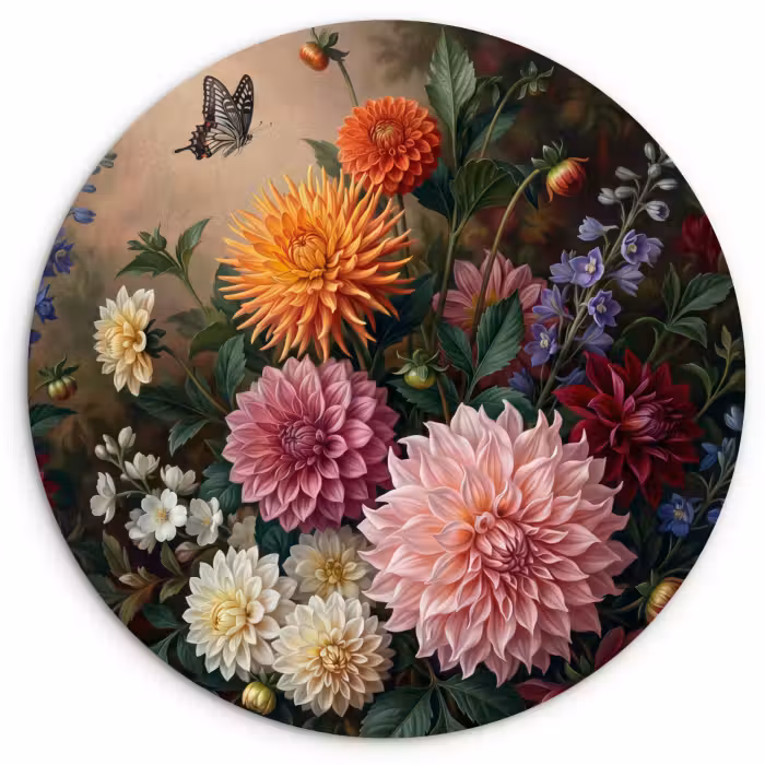Glasbild Rund - Blumen – Garten – Natur