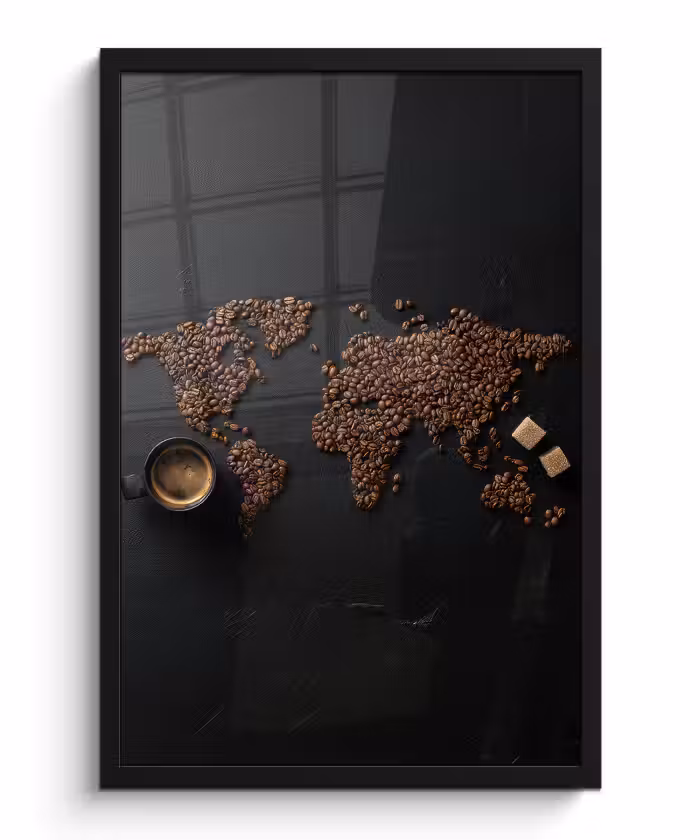 Bilder mit Rahmen - Weltkarte - Espresso - Schwarz