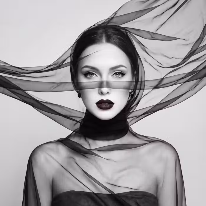 Tapete - Frau - Schleier - Porträt - Schwarz - Weiß - Elegant