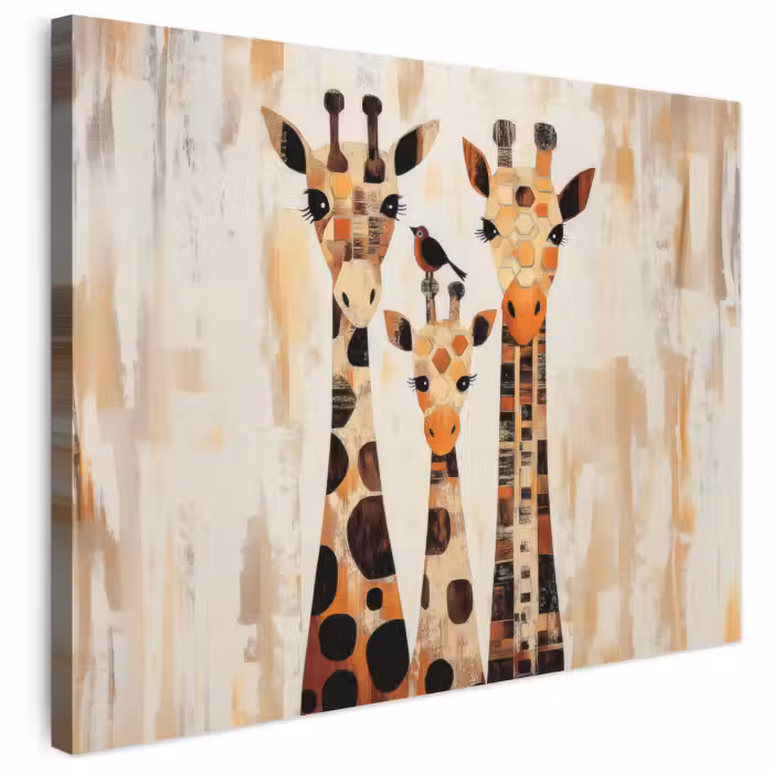 Leinwandbild - Giraffen - Cartoon - Creme