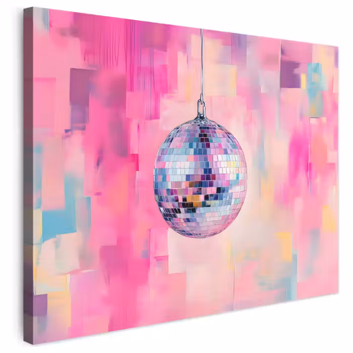 Leinwandbild - Discoball - Rosa - Farbe
