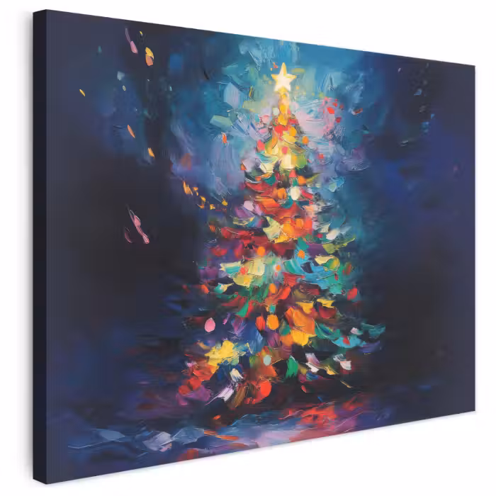 Leinwandbild - Weihnachtsbaum - Weihnachten - Abstrakt - Farbenfroh