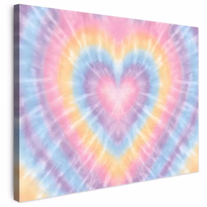 Leinwandbild - Herzform - Pastellfarben - Tie Dye