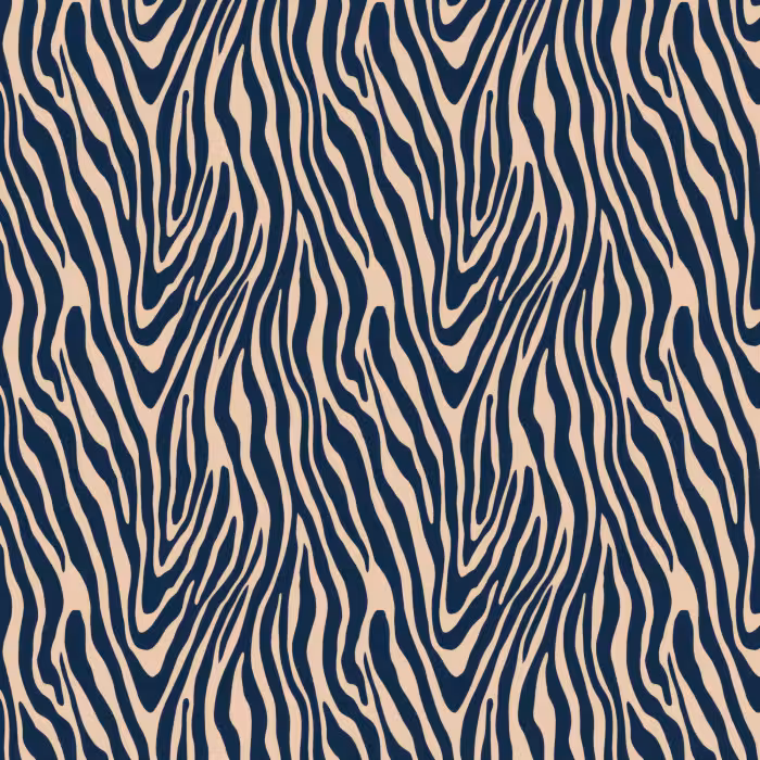 Tapete - Zebra - Muster - Blau - Beige