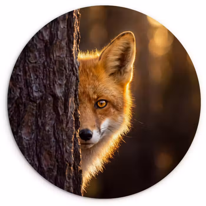 Glasbild Rund - Fuchs – Tiere – Licht