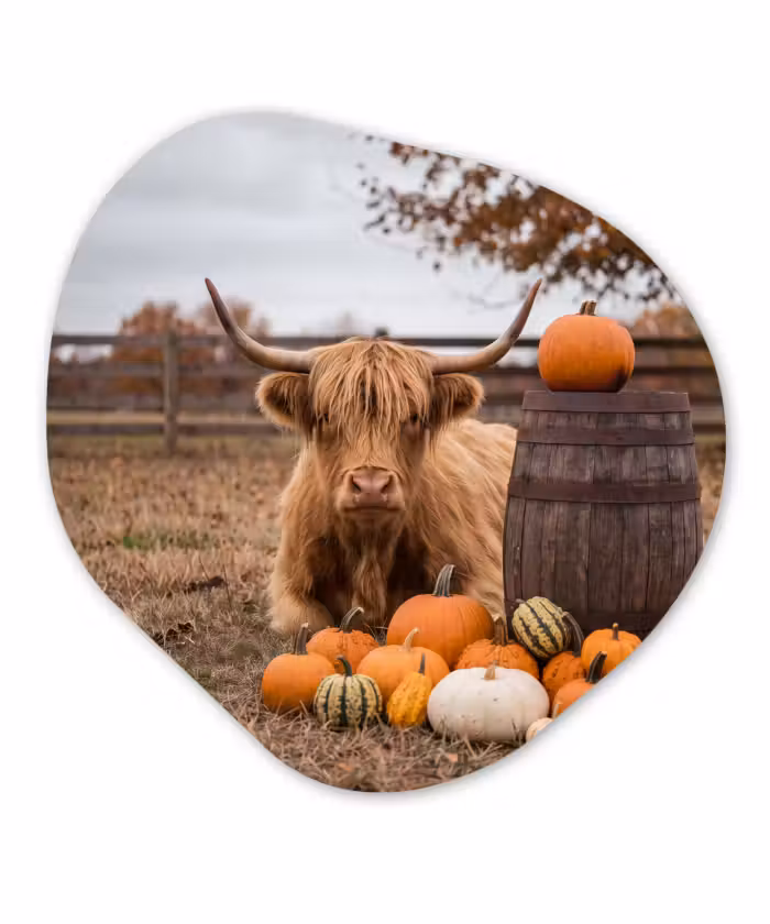 Glasbild Organische Form - Rind – Kürbis – Herbst