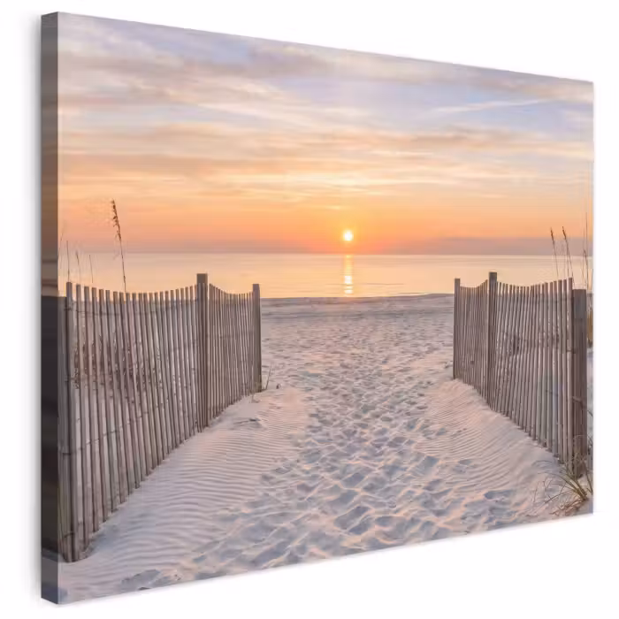 Leinwandbild - Sonnenuntergang - Strand - Sand