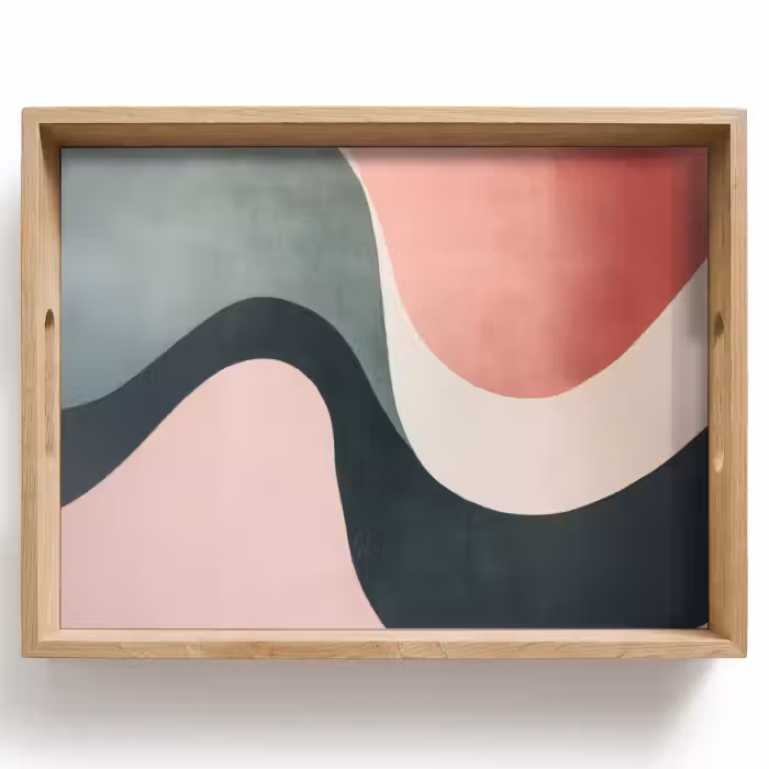 Tablett - Abstrakt - Wellen - Elegant - Rosa
