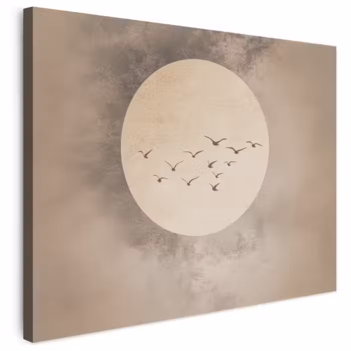 Leinwandbild - Vogel - Beige - Japanisch