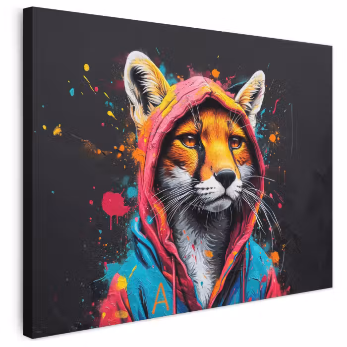 Leinwandbild - Graffiti - Fuchs - Mantel - Pop-Art