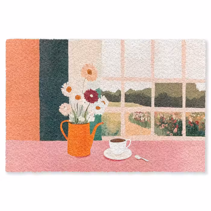 Fußmatte - Blumen - Kaffee - Fenster