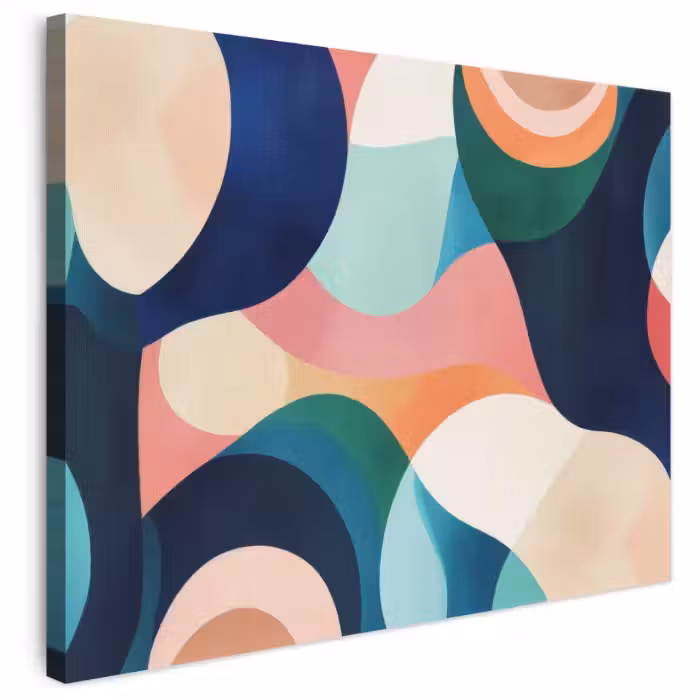 Leinwandbild - Abstrakt - Blau - Rosa