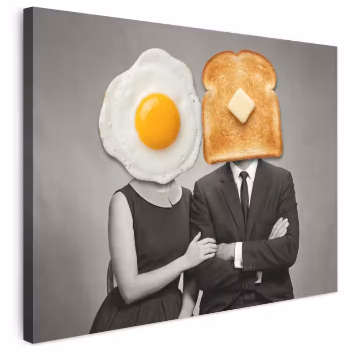 Leinwandbild - Frühstück - Ehepaar - Ei - Brot